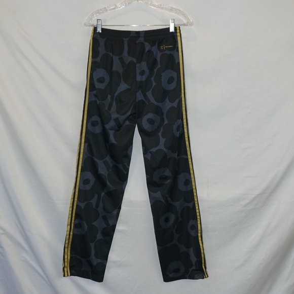 Adidas Marimekko Black Flower Firebird Gold Stripe Track Pants Womens S - Picture 7 of 11